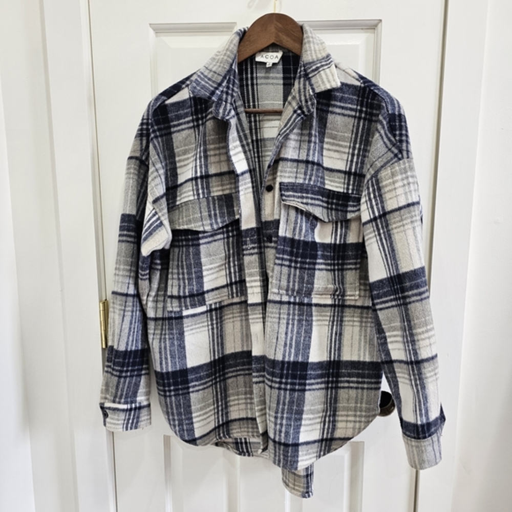 ACOA Navy Plaid Shirt Jacket‎